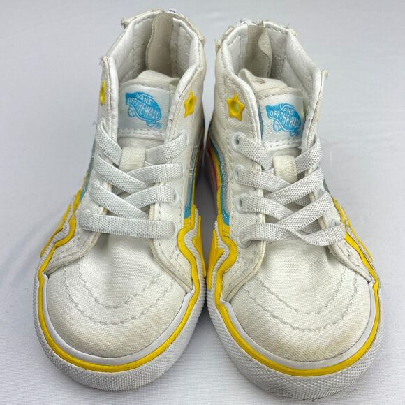 ~ Vans 5 Toddler Sneakers Rainbow Star High Tops Zip Baby Child Kid Shoes Sk8 - Picture 14 of 14